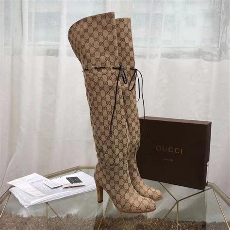 gucci knee high boots replica|gucci print thigh high boots.